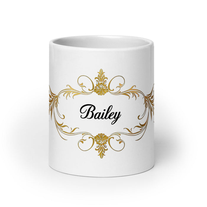 Bailey Exclusive Name Art Piece Home Office Work Coffee Mug Mexican Spanish Pride Gift Cup One-Of-A-Kind Calligraphy White Glossy Mug | B12 Mexicada