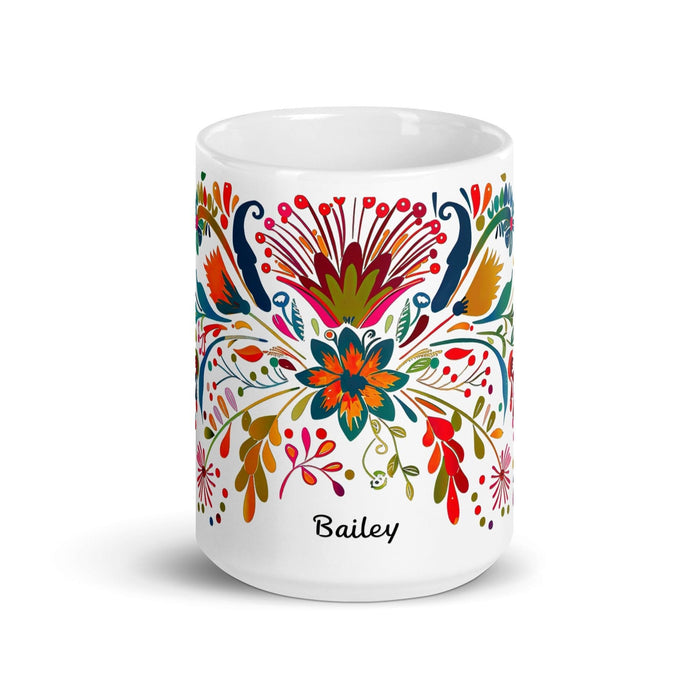 Bailey Exclusive Name Art Piece Home Office Work Coffee Mug Mexican Spanish Pride Gift Cup One-Of-A-Kind Calligraphy White Glossy Mug | B14 Mexicada