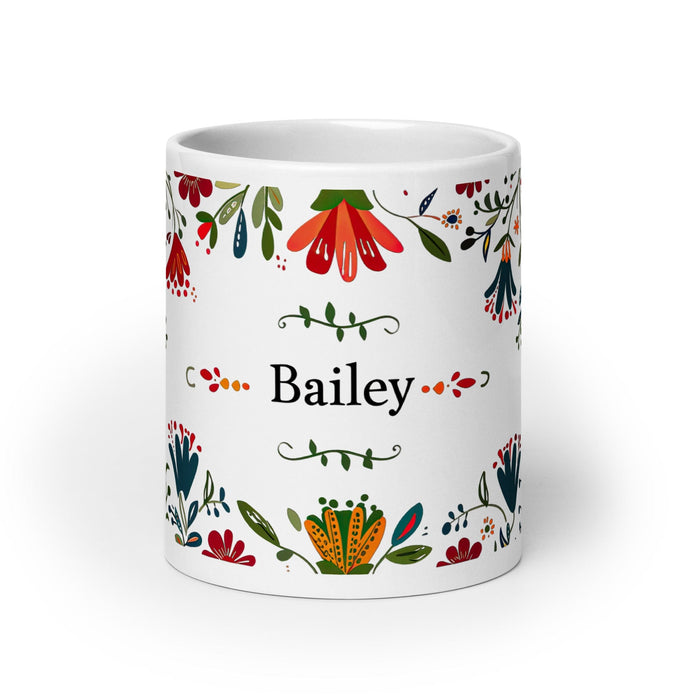 Bailey Exclusive Name Art Piece Home Office Work Coffee Mug Mexican Spanish Pride Gift Cup One-Of-A-Kind Calligraphy White Glossy Mug | B16 Mexicada