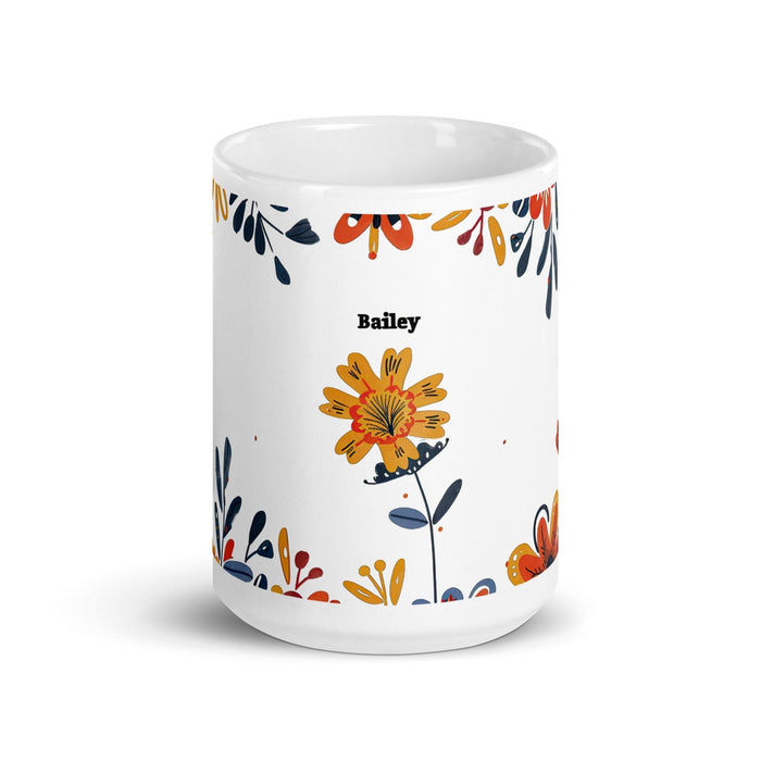 Bailey Exclusive Name Art Piece Home Office Work Coffee Mug Mexican Spanish Pride Gift Cup One-Of-A-Kind Calligraphy White Glossy Mug | B17 Mexicada