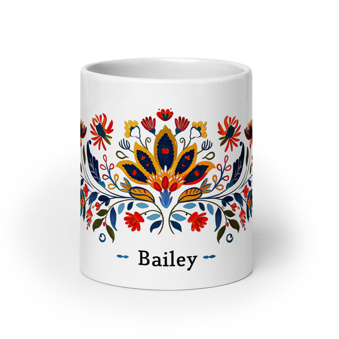 Bailey Exclusive Name Art Piece Home Office Work Coffee Mug Mexican Spanish Pride Gift Cup One-Of-A-Kind Calligraphy White Glossy Mug | B19 Mexicada