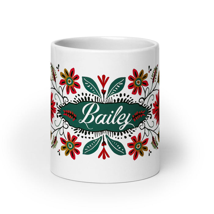 Bailey Exclusive Name Art Piece Home Office Work Coffee Mug Mexican Spanish Pride Gift Cup One-Of-A-Kind Calligraphy White Glossy Mug | B20 Mexicada