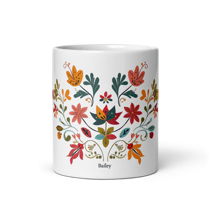 Bailey Exclusive Name Art Piece Home Office Work Coffee Mug Mexican Spanish Pride Gift Cup One-Of-A-Kind Calligraphy White Glossy Mug | B21 Mexicada