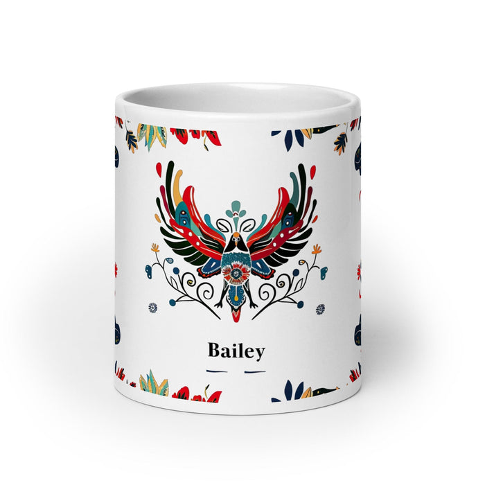 Bailey Exclusive Name Art Piece Home Office Work Coffee Mug Mexican Spanish Pride Gift Cup One-Of-A-Kind Calligraphy White Glossy Mug | B22 Mexicada