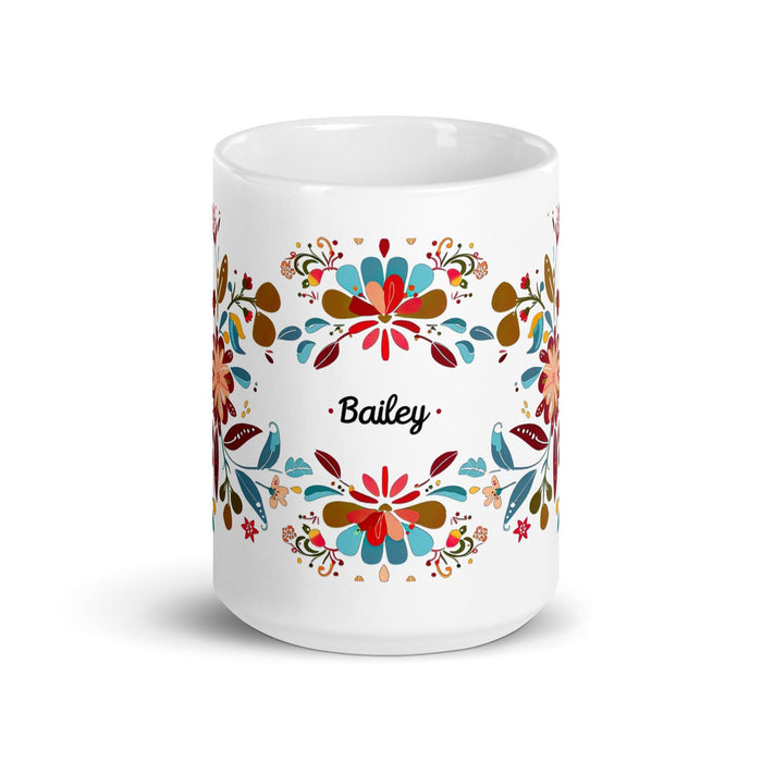 Bailey Exclusive Name Art Piece Home Office Work Coffee Mug Mexican Spanish Pride Gift Cup One-Of-A-Kind Calligraphy White Glossy Mug | B23 Mexicada