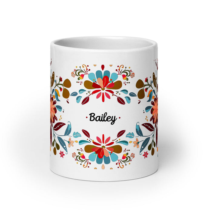 Bailey Exclusive Name Art Piece Home Office Work Coffee Mug Mexican Spanish Pride Gift Cup One-Of-A-Kind Calligraphy White Glossy Mug | B23 Mexicada