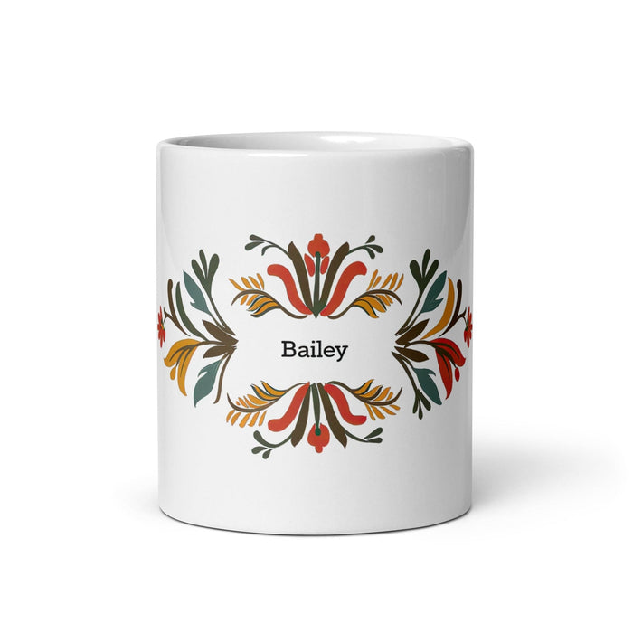 Bailey Exclusive Name Art Piece Home Office Work Coffee Mug Mexican Spanish Pride Gift Cup One-Of-A-Kind Calligraphy White Glossy Mug | B4 Mexicada