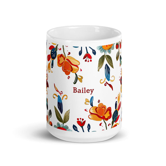 Bailey Exclusive Name Art Piece Home Office Work Coffee Mug Mexican Spanish Pride Gift Cup One-Of-A-Kind Calligraphy White Glossy Mug | B7 Mexicada