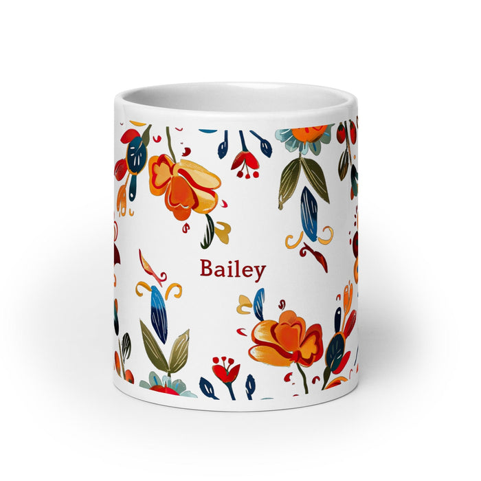 Bailey Exclusive Name Art Piece Home Office Work Coffee Mug Mexican Spanish Pride Gift Cup One-Of-A-Kind Calligraphy White Glossy Mug | B7 Mexicada