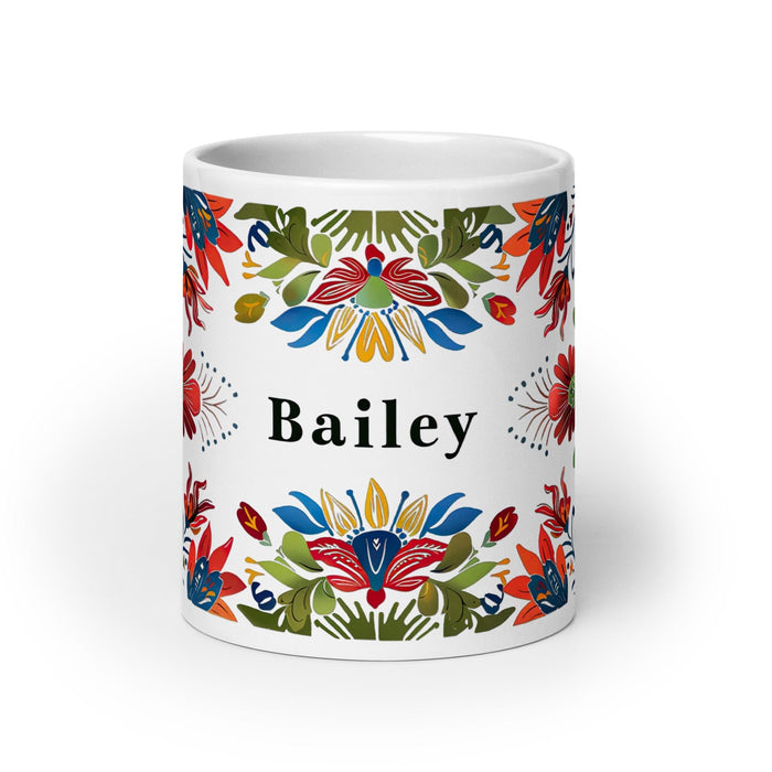 Bailey Exclusive Name Art Piece Home Office Work Coffee Mug Mexican Spanish Pride Gift Cup One-Of-A-Kind Calligraphy White Glossy Mug | B8 Mexicada