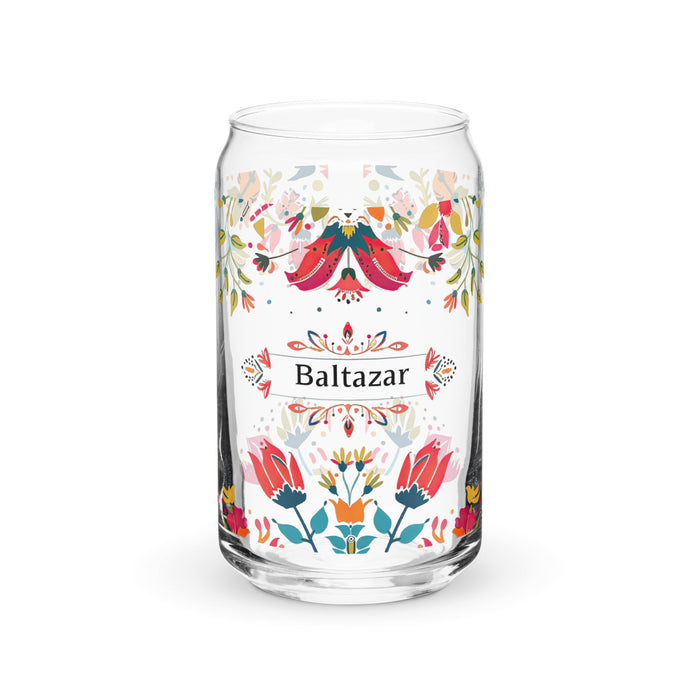 Baltazar Exclusive Name Art Piece Can - Shaped Glass Home Office Work Mexican Spanish Pride Gift Cup One - Of - A - Kind Calligraphy Glass | B1 - Mexicada