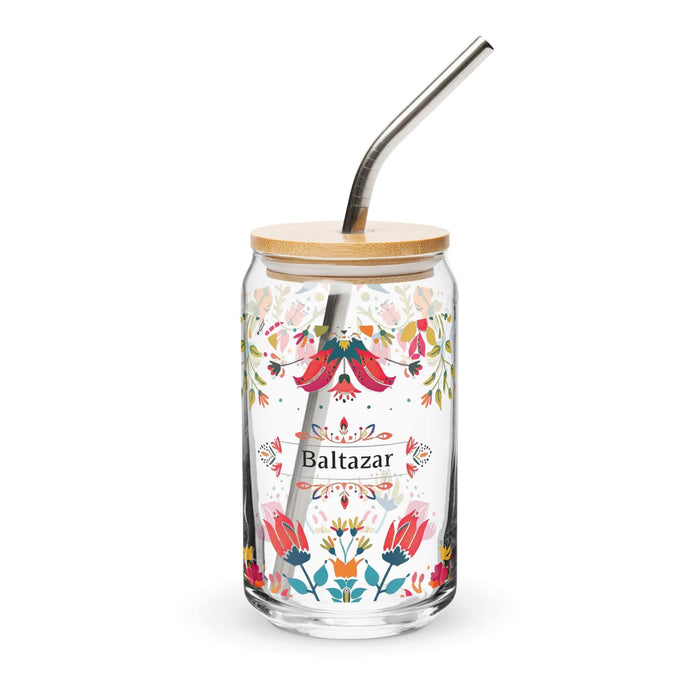 Baltazar Exclusive Name Art Piece Can-Shaped Glass Home Office Work Mexican Spanish Pride Gift Cup One-Of-A-Kind Calligraphy Glass | B1 Mexicada 16 oz With Lid & Straw