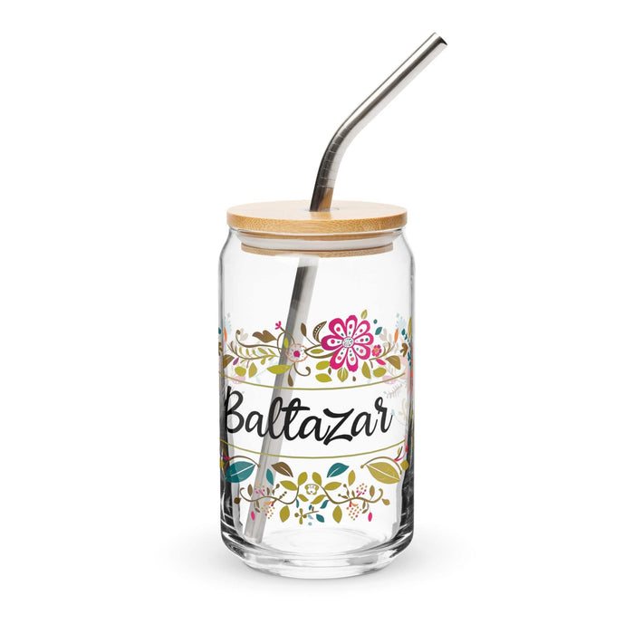 Baltazar Exclusive Name Art Piece Can - Shaped Glass Home Office Work Mexican Spanish Pride Gift Cup One - Of - A - Kind Calligraphy Glass | B10 - Mexicada