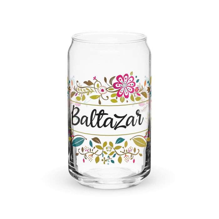 Baltazar Exclusive Name Art Piece Can - Shaped Glass Home Office Work Mexican Spanish Pride Gift Cup One - Of - A - Kind Calligraphy Glass | B10 - Mexicada