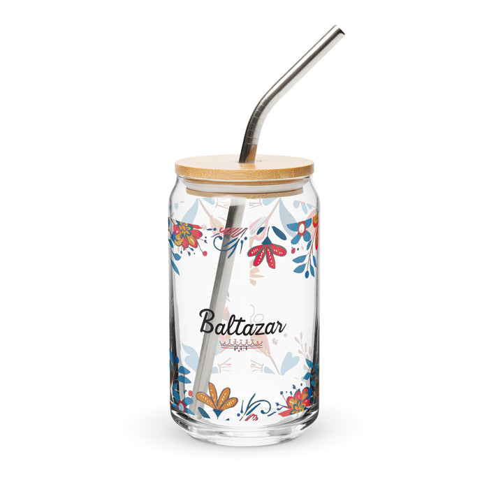 Baltazar Exclusive Name Art Piece Can - Shaped Glass Home Office Work Mexican Spanish Pride Gift Cup One - Of - A - Kind Calligraphy Glass | B11 - Mexicada