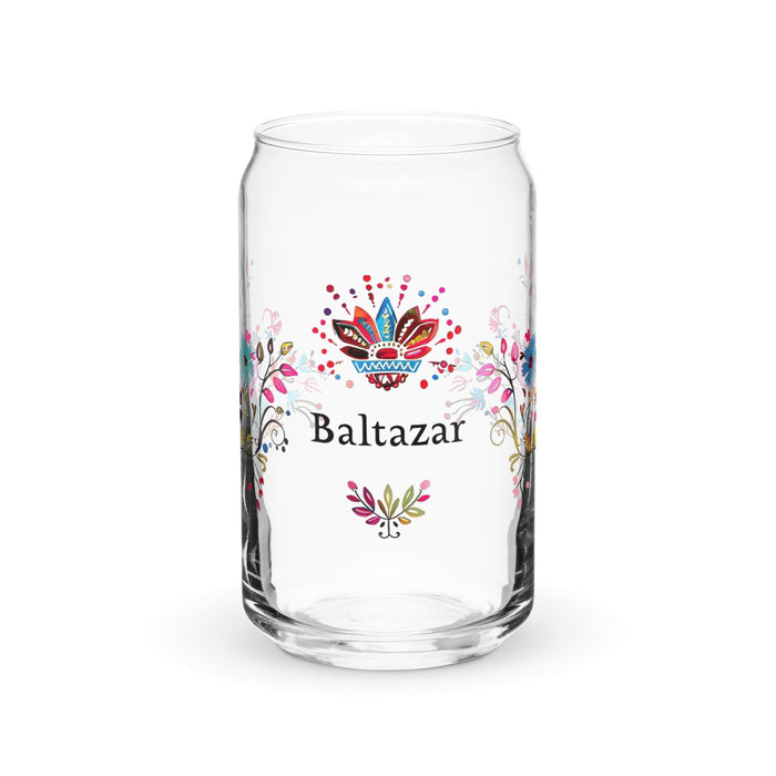 Baltazar Exclusive Name Art Piece Can-Shaped Glass Home Office Work Mexican Spanish Pride Gift Cup One-Of-A-Kind Calligraphy Glass | B12 Mexicada 16 oz (No Lid No Straw)