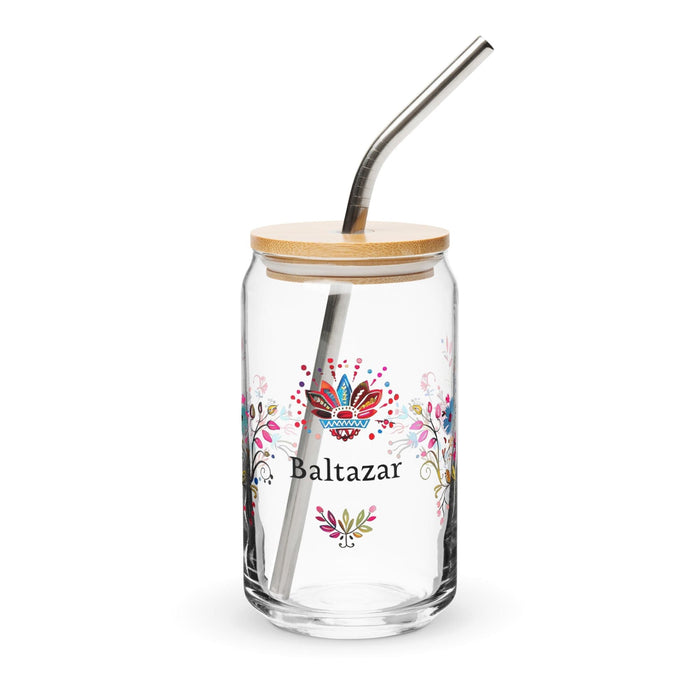 Baltazar Exclusive Name Art Piece Can-Shaped Glass Home Office Work Mexican Spanish Pride Gift Cup One-Of-A-Kind Calligraphy Glass | B12 Mexicada 16 oz With Lid & Straw