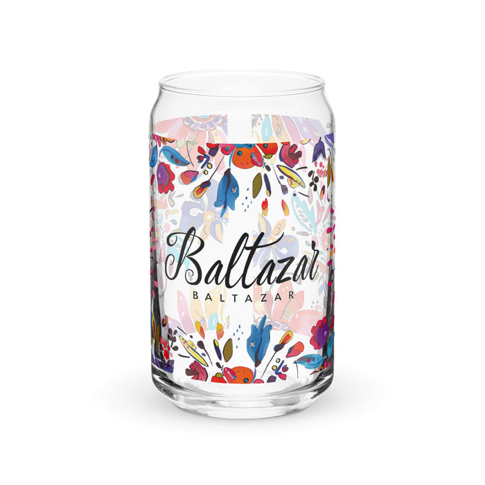 Baltazar Exclusive Name Art Piece Can - Shaped Glass Home Office Work Mexican Spanish Pride Gift Cup One - Of - A - Kind Calligraphy Glass | B13 - Mexicada