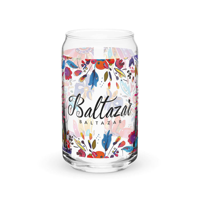 Baltazar Exclusive Name Art Piece Can-Shaped Glass Home Office Work Mexican Spanish Pride Gift Cup One-Of-A-Kind Calligraphy Glass | B13 Mexicada 16 oz