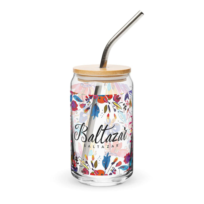 Baltazar Exclusive Name Art Piece Can-Shaped Glass Home Office Work Mexican Spanish Pride Gift Cup One-Of-A-Kind Calligraphy Glass | B13 Mexicada 16 oz With Lid & Straw