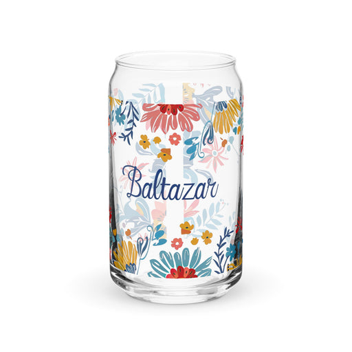 Baltazar Exclusive Name Art Piece Can - Shaped Glass Home Office Work Mexican Spanish Pride Gift Cup One - Of - A - Kind Calligraphy Glass | B15 - Mexicada