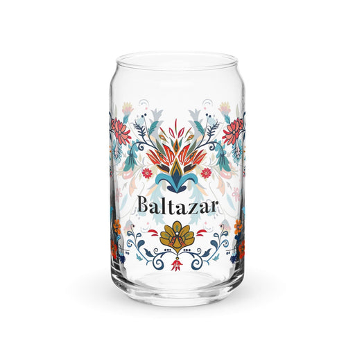 Baltazar Exclusive Name Art Piece Can-Shaped Glass Home Office Work Mexican Spanish Pride Gift Cup One-Of-A-Kind Calligraphy Glass | B17 Mexicada 16 oz