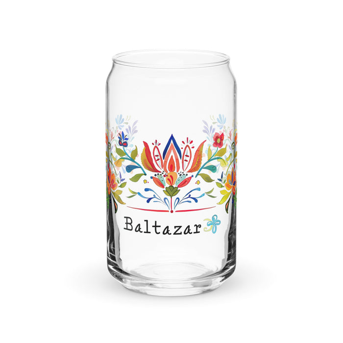 Baltazar Exclusive Name Art Piece Can - Shaped Glass Home Office Work Mexican Spanish Pride Gift Cup One - Of - A - Kind Calligraphy Glass | B19 - Mexicada