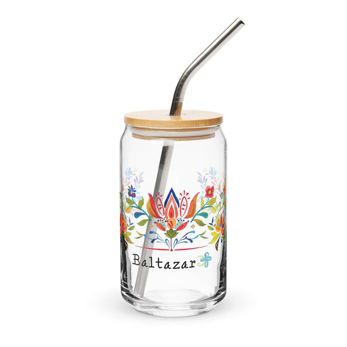 Baltazar Exclusive Name Art Piece Can-Shaped Glass Home Office Work Mexican Spanish Pride Gift Cup One-Of-A-Kind Calligraphy Glass | B19 Mexicada 16 oz With Lid & Straw