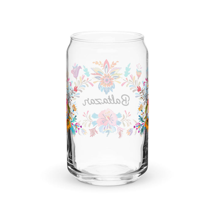 Baltazar Exclusive Name Art Piece Can - Shaped Glass Home Office Work Mexican Spanish Pride Gift Cup One - Of - A - Kind Calligraphy Glass | B2 - Mexicada