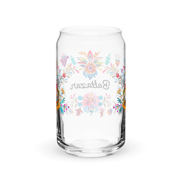 Baltazar Exclusive Name Art Piece Can-Shaped Glass Home Office Work Mexican Spanish Pride Gift Cup One-Of-A-Kind Calligraphy Glass | B2 Mexicada