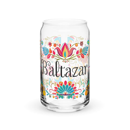 Baltazar Exclusive Name Art Piece Can-Shaped Glass Home Office Work Mexican Spanish Pride Gift Cup One-Of-A-Kind Calligraphy Glass | B20 Mexicada 16 oz