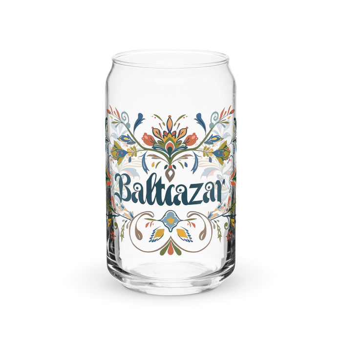 Baltazar Exclusive Name Art Piece Can - Shaped Glass Home Office Work Mexican Spanish Pride Gift Cup One - Of - A - Kind Calligraphy Glass | B21 - Mexicada