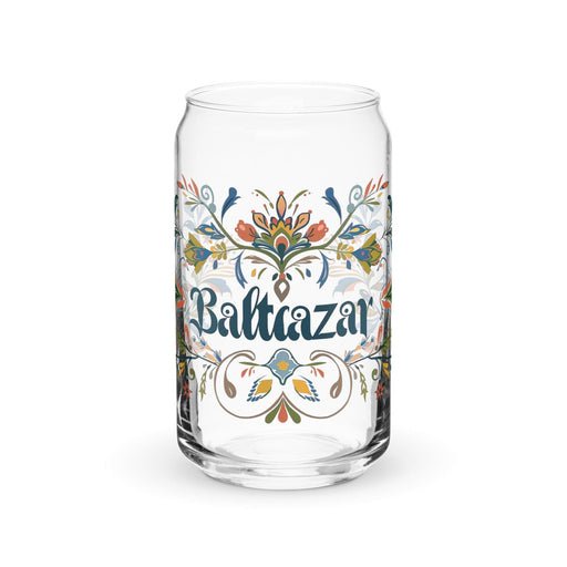 Baltazar Exclusive Name Art Piece Can-Shaped Glass Home Office Work Mexican Spanish Pride Gift Cup One-Of-A-Kind Calligraphy Glass | B21 Mexicada 16 oz