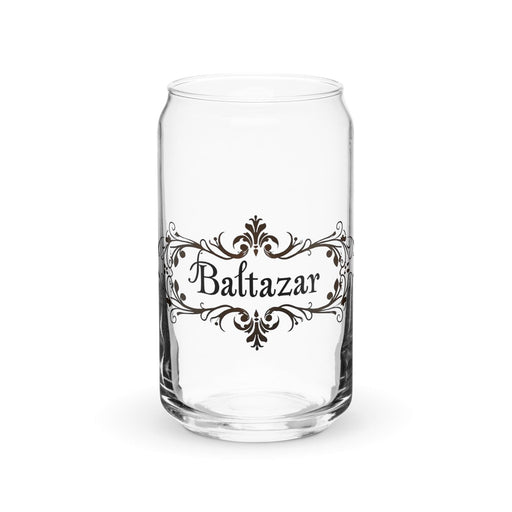 Baltazar Exclusive Name Art Piece Can - Shaped Glass Home Office Work Mexican Spanish Pride Gift Cup One - Of - A - Kind Calligraphy Glass | B23 - Mexicada