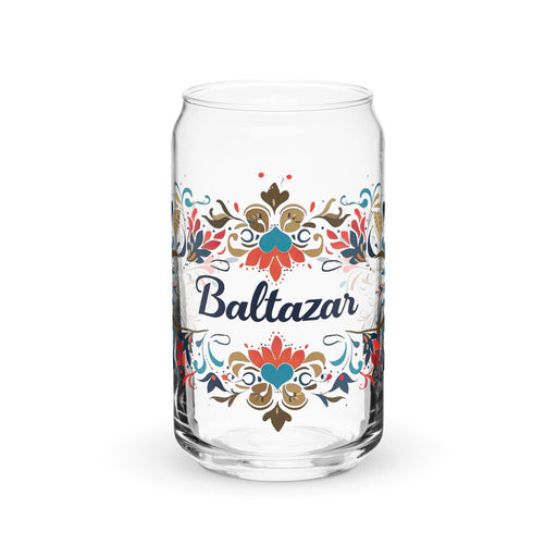 Baltazar Exclusive Name Art Piece Can - Shaped Glass Home Office Work Mexican Spanish Pride Gift Cup One - Of - A - Kind Calligraphy Glass | B24 - Mexicada