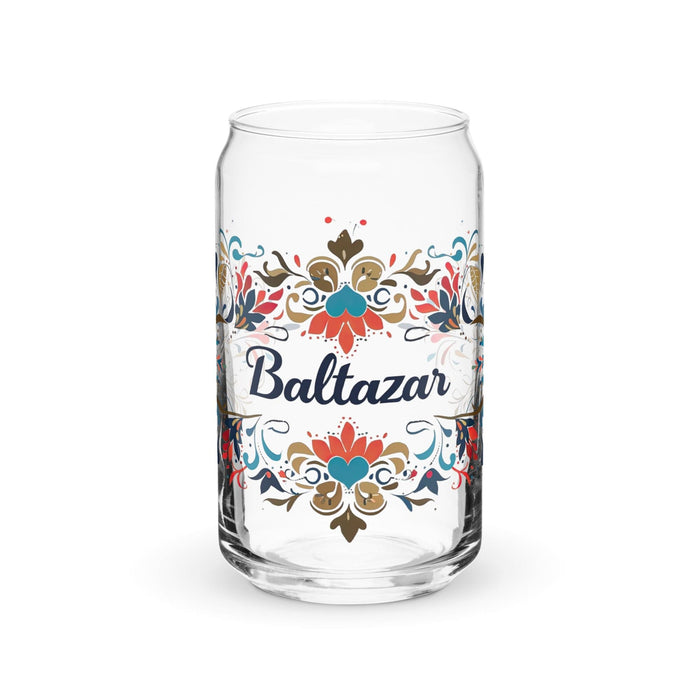 Baltazar Exclusive Name Art Piece Can-Shaped Glass Home Office Work Mexican Spanish Pride Gift Cup One-Of-A-Kind Calligraphy Glass | B24 Mexicada 16 oz