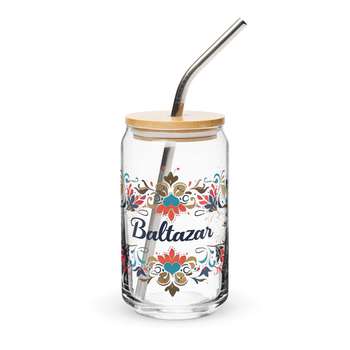 Baltazar Exclusive Name Art Piece Can-Shaped Glass Home Office Work Mexican Spanish Pride Gift Cup One-Of-A-Kind Calligraphy Glass | B24 Mexicada 16 oz With Lid & Straw