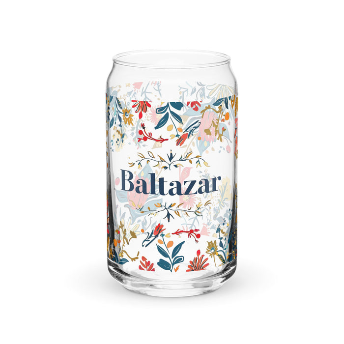 Baltazar Exclusive Name Art Piece Can - Shaped Glass Home Office Work Mexican Spanish Pride Gift Cup One - Of - A - Kind Calligraphy Glass | B26 - Mexicada