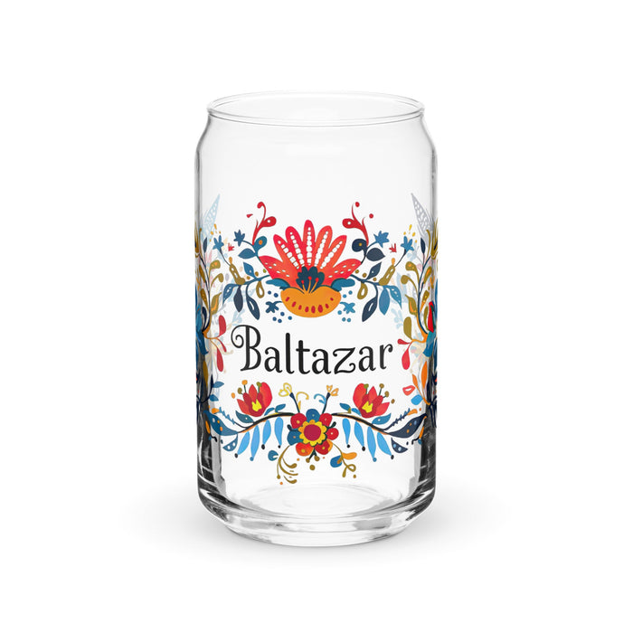 Baltazar Exclusive Name Art Piece Can - Shaped Glass Home Office Work Mexican Spanish Pride Gift Cup One - Of - A - Kind Calligraphy Glass | B27 - Mexicada