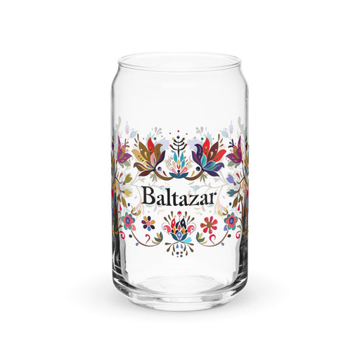 Baltazar Exclusive Name Art Piece Can - Shaped Glass Home Office Work Mexican Spanish Pride Gift Cup One - Of - A - Kind Calligraphy Glass | B28 - Mexicada