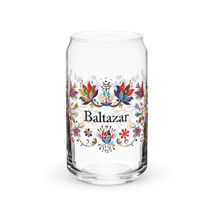 Baltazar Exclusive Name Art Piece Can-Shaped Glass Home Office Work Mexican Spanish Pride Gift Cup One-Of-A-Kind Calligraphy Glass | B28 Mexicada 16 oz