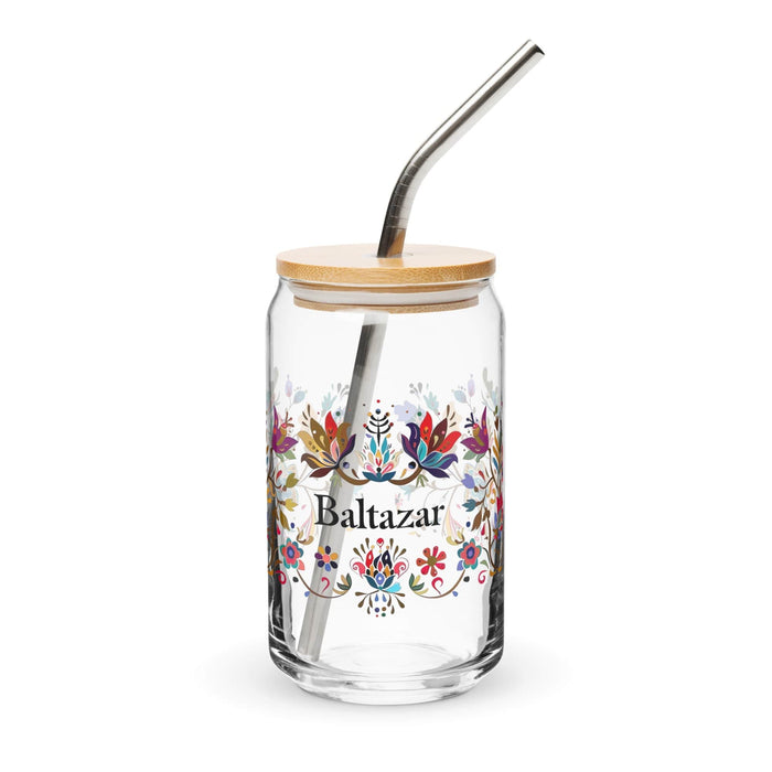 Baltazar Exclusive Name Art Piece Can-Shaped Glass Home Office Work Mexican Spanish Pride Gift Cup One-Of-A-Kind Calligraphy Glass | B28 Mexicada 16 oz With Lid & Straw