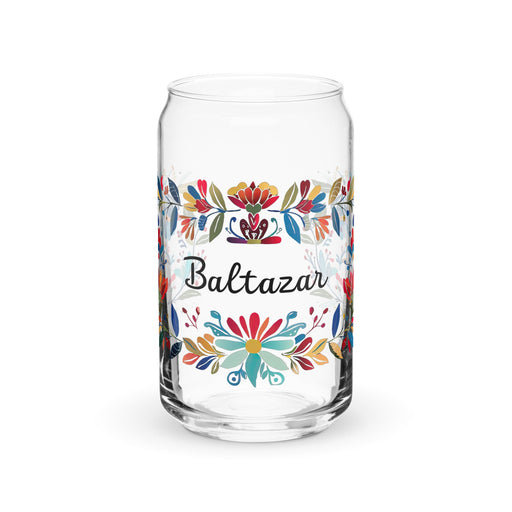 Baltazar Exclusive Name Art Piece Can - Shaped Glass Home Office Work Mexican Spanish Pride Gift Cup One - Of - A - Kind Calligraphy Glass | B3 - Mexicada