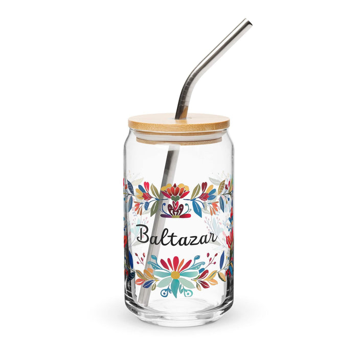 Baltazar Exclusive Name Art Piece Can-Shaped Glass Home Office Work Mexican Spanish Pride Gift Cup One-Of-A-Kind Calligraphy Glass | B3 Mexicada 16 oz With Lid & Straw