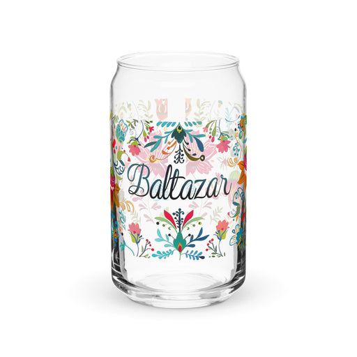 Baltazar Exclusive Name Art Piece Can - Shaped Glass Home Office Work Mexican Spanish Pride Gift Cup One - Of - A - Kind Calligraphy Glass | B30 - Mexicada