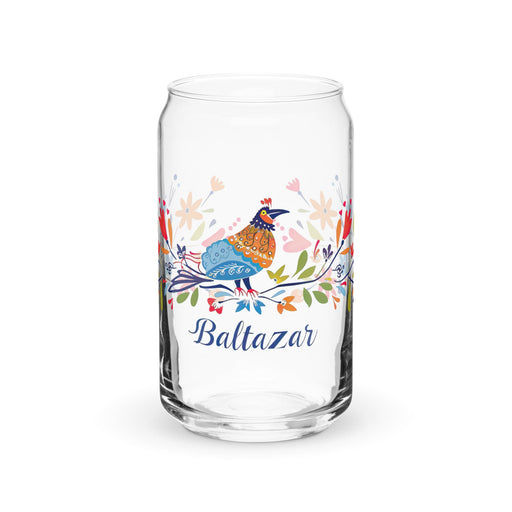 Baltazar Exclusive Name Art Piece Can - Shaped Glass Home Office Work Mexican Spanish Pride Gift Cup One - Of - A - Kind Calligraphy Glass | B31 - Mexicada