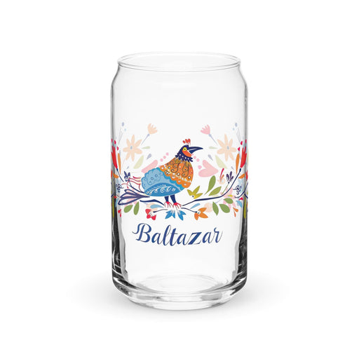 Baltazar Exclusive Name Art Piece Can-Shaped Glass Home Office Work Mexican Spanish Pride Gift Cup One-Of-A-Kind Calligraphy Glass | B31 Mexicada 16 oz