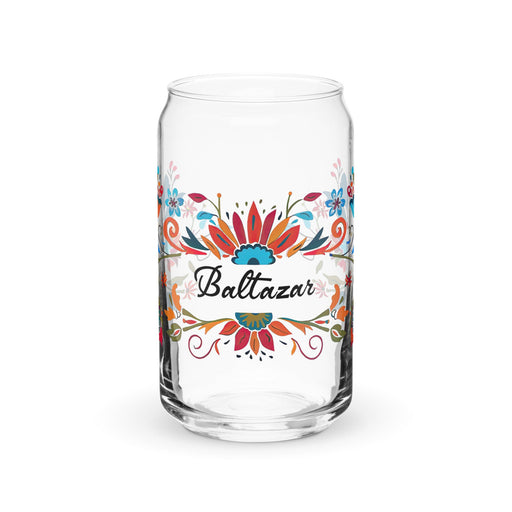 Baltazar Exclusive Name Art Piece Can - Shaped Glass Home Office Work Mexican Spanish Pride Gift Cup One - Of - A - Kind Calligraphy Glass | B33 - Mexicada