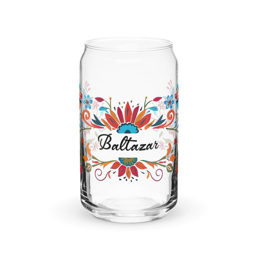 Baltazar Exclusive Name Art Piece Can-Shaped Glass Home Office Work Mexican Spanish Pride Gift Cup One-Of-A-Kind Calligraphy Glass | B33 Mexicada 16 oz