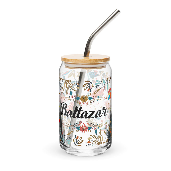 Baltazar Exclusive Name Art Piece Can - Shaped Glass Home Office Work Mexican Spanish Pride Gift Cup One - Of - A - Kind Calligraphy Glass | B4 - Mexicada